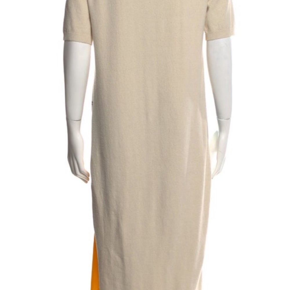 Tory Burch Cream, Blue, Green & Mustard Geometric Midi Dress - Picture 2 of 6